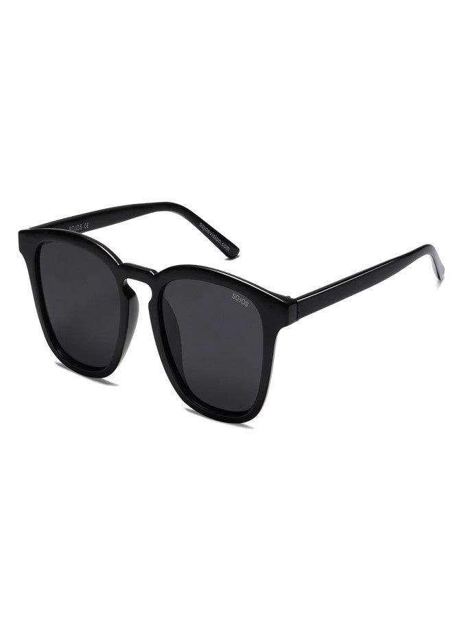 SOJOS Polarized Sunglfor Women Men Classic Vintage Style Shades SJ2155 with Black Frame/Grey Lens - Image 1