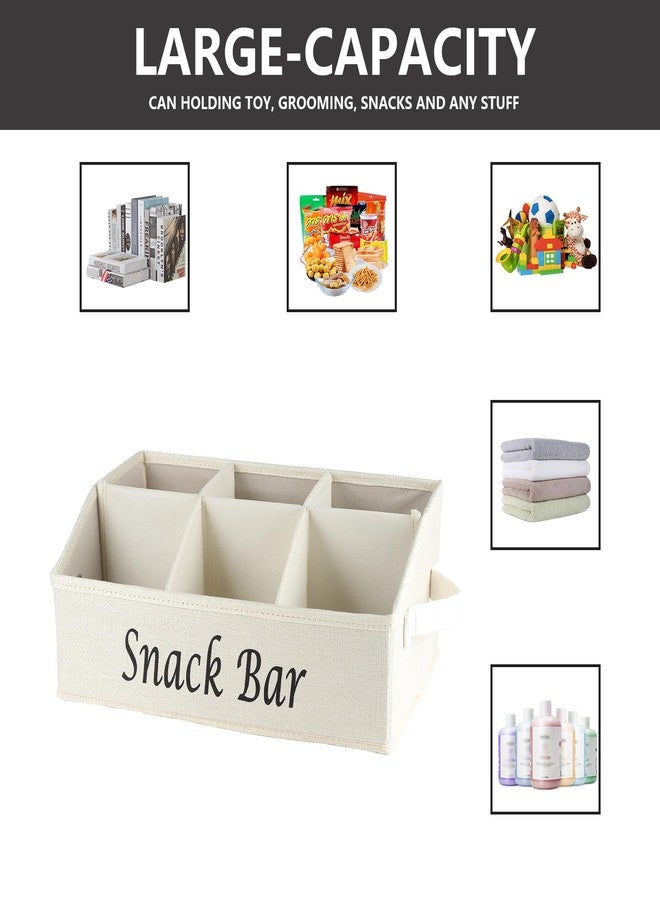 Xbopetda Snack Organizer for Countertop, Fabric Snack Organizer with Handles, 6 Compartment Snack Box Container Snack Basket, Snack Bar Station Organizer, Kitchen Pantry Organizer and Storage - Beige - Image 3
