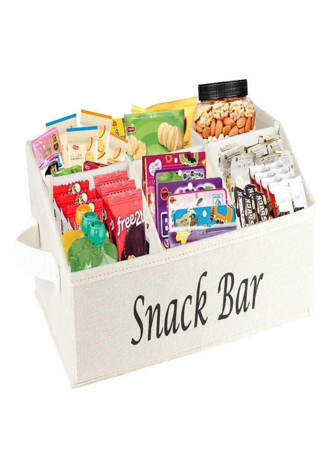 Xbopetda Snack Organizer for Countertop, Fabric Snack Organizer with Handles, 6 Compartment Snack Box Container Snack Basket, Snack Bar Station Organizer, Kitchen Pantry Organizer and Storage - Beige - Image 1
