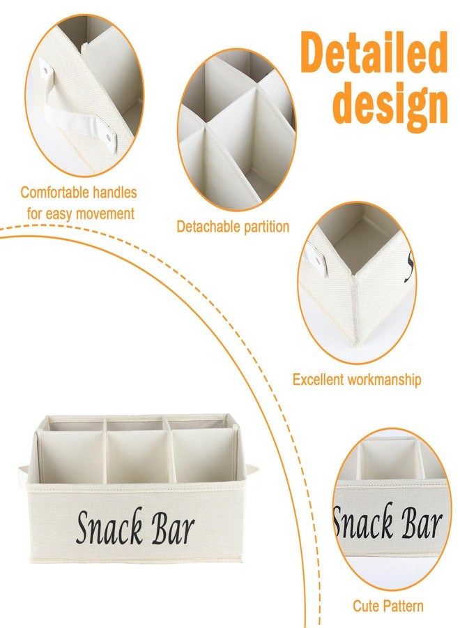 Xbopetda Snack Organizer for Countertop, Fabric Snack Organizer with Handles, 6 Compartment Snack Box Container Snack Basket, Snack Bar Station Organizer, Kitchen Pantry Organizer and Storage - Beige - Image 2