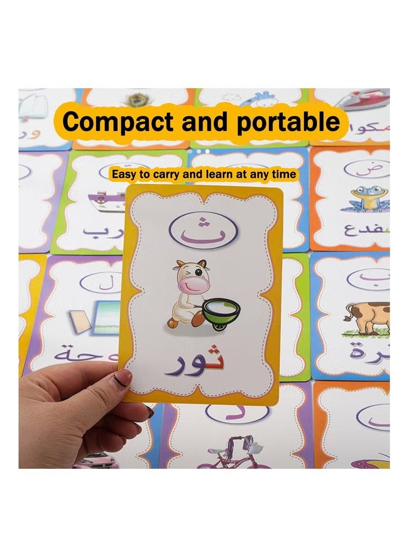 28 PCS Arabic Alphabet Flashcards, Double Sided Arabic Alphabets Flash Card, Colorful Early Word Education Toys Learning Resource Interactive Set with Marker Pen for Practicing, Writing - Image 2
