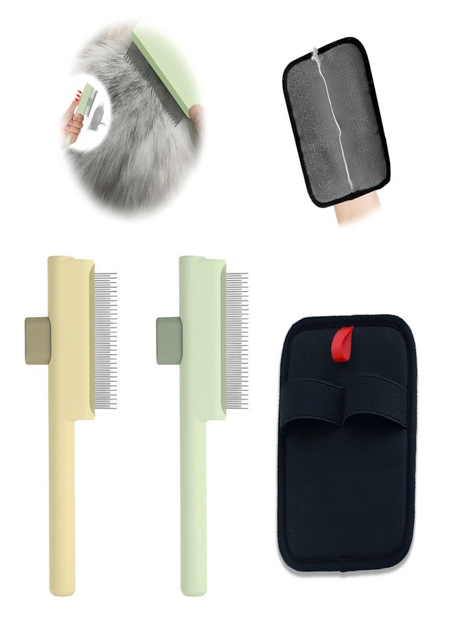 BADAO 1 PCS Pet Hair Removal Glove w/ 2PCS Pet Combs,Electrostatic Gloves for Cats&Dogs Flea Comb,Dog Comb,Cat Comb,Brush for Shedding,Reusable Animal Fur Removal Tool for Couch,Furniture,Carpet,Curtain - Image 1