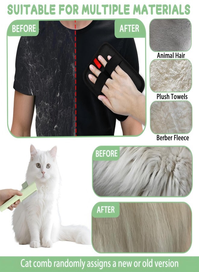 BADAO 1 PCS Pet Hair Removal Glove w/ 2PCS Pet Combs,Electrostatic Gloves for Cats&Dogs Flea Comb,Dog Comb,Cat Comb,Brush for Shedding,Reusable Animal Fur Removal Tool for Couch,Furniture,Carpet,Curtain - Image 2