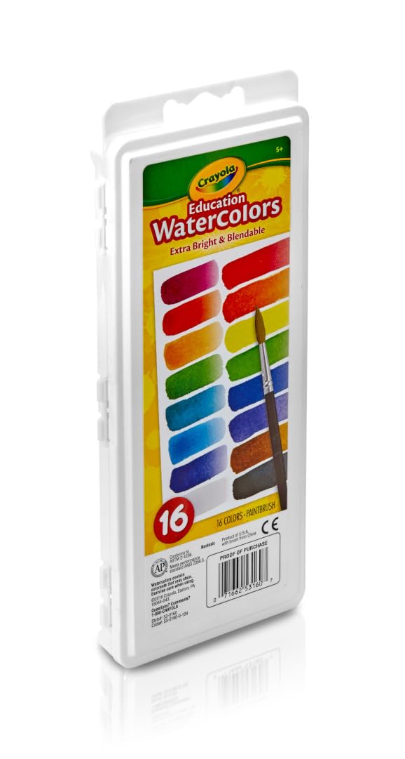 Crayola Watercolor Paint Set (16 Count), Washable Paint for Kids, 1 Paint Brush, Arts & Crafts Supplies, Assorted Colors, Ages 4+ - Image 4