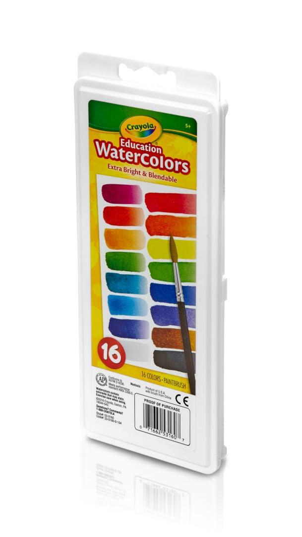 Crayola Watercolor Paint Set (16 Count), Washable Paint for Kids, 1 Paint Brush, Arts & Crafts Supplies, Assorted Colors, Ages 4+ - Image 5