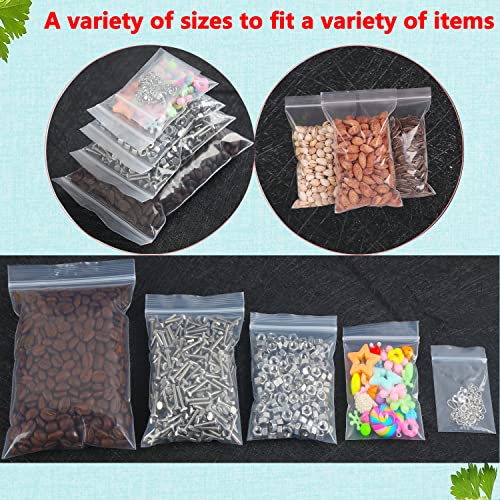 newlng 500PCS Small Plastic Bags Resealable Poly Bags 6.3mil Clear Mini Baggies for Packaging Jewelry, Candy,Snacks, Bead, Coins, Crafts, Seeds (5 Assorted Sizes) - Image 5