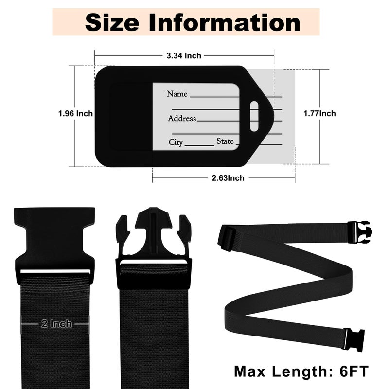 Gostwo 8 Pack Luggage Straps and Tags Set (4 Straps, 4 Tags), Luggage Straps for Suitcases TSA Approved Suitcase Belt Luggage Tags, Black - Image 2