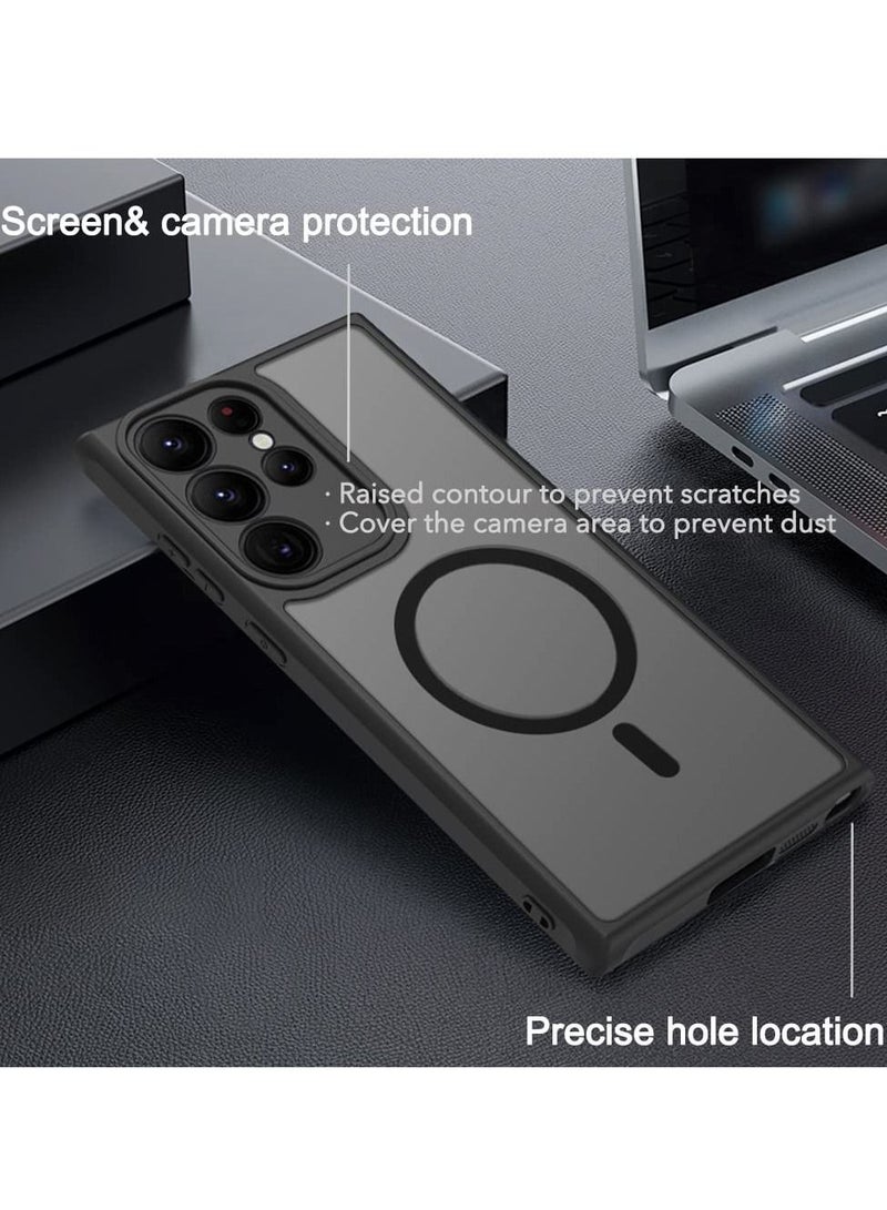 KASTWAVE for Galaxy S23 Ultra Magnetic Case Compatible with Magsafe Wireless Chager, Anti-Fingerprints Black Frame with Frosted Back Cover Camera Protection Shockproof Case  - Image 4