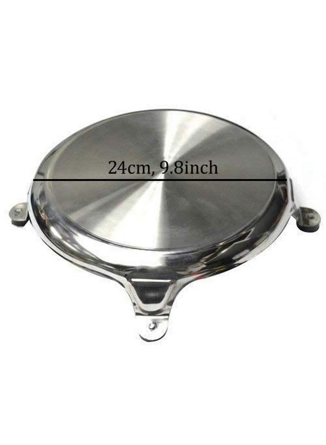 DiBha Stainless Steel jointless Rolling Board Chakla/Roti Rolling Board Patlo for Kitchen (Diameter 9.8 inch) - Image 2