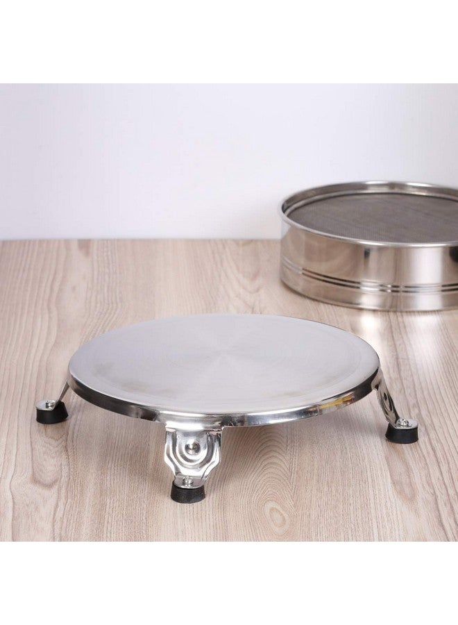 DiBha Stainless Steel jointless Rolling Board Chakla/Roti Rolling Board Patlo for Kitchen (Diameter 9.8 inch) - Image 4