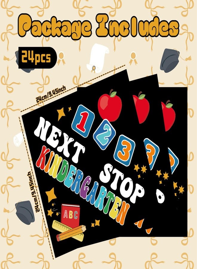 Knitgrip 24 Pcs Graduation Cap Topper Craft for Kindergarten Preschool Graduation DIY Craft Next Stop Kindergarten Graduat Caps Stickers Decoration Congrats Grad Stickers Set (Black) - Image 2