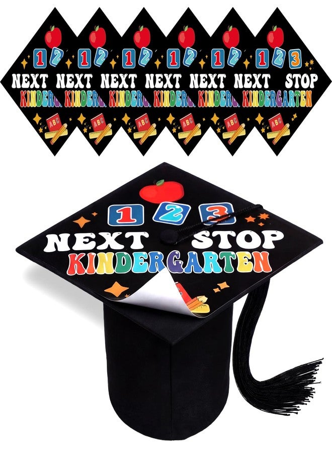 Knitgrip 24 Pcs Graduation Cap Topper Craft for Kindergarten Preschool Graduation DIY Craft Next Stop Kindergarten Graduat Caps Stickers Decoration Congrats Grad Stickers Set (Black) - Image 1