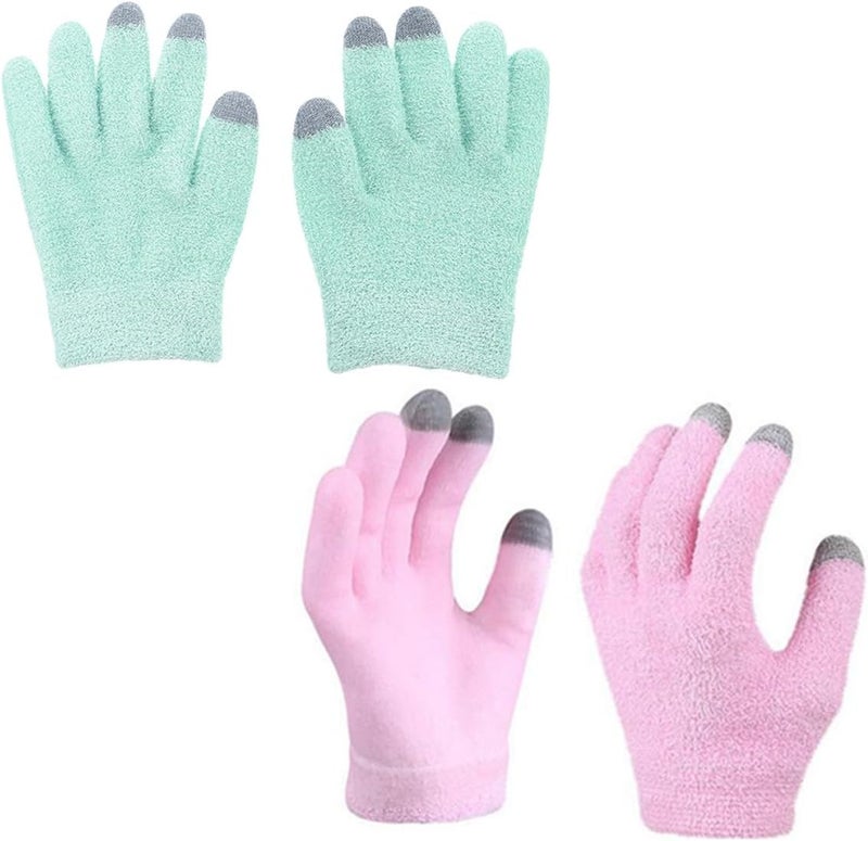 2 Pairs Moisturizing Gel Touchscreen Gloves for Dry Cracked Hands Spa Skin Care Gloves Hand Beauty Supply - Image 1