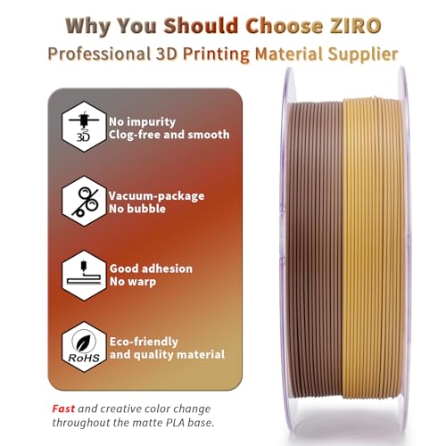 ZIRO PLA Filament 1.75mm, Matte Rainbow 3D Printer Filament, Fast Color Gradient Change PLA, Color Change by Length, Fit Most FDM Printers, 1KG Spool, Castle Brick - Image 3
