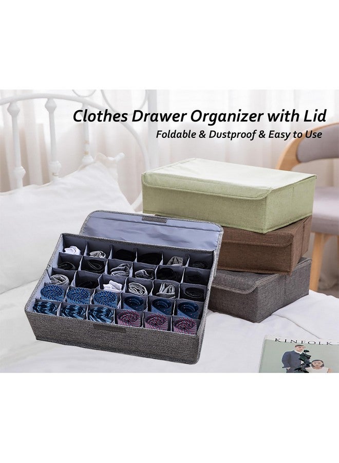 AARainbow AARAINBOW 2 Packs Underwear Socks Ties Storage Organizer with Lids Foldable Closet Drawer Organizer 60 Cells, Wardrobe Storage Boxes for Scarves and Lingerie (30 Cell, 2 Gray) - Image 5