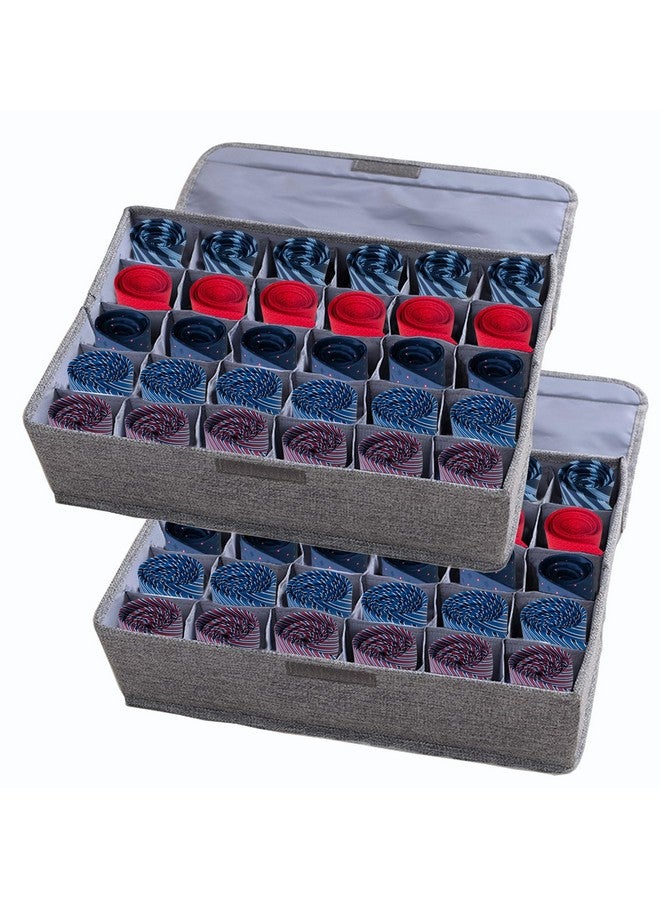 AARainbow AARAINBOW 2 Packs Underwear Socks Ties Storage Organizer with Lids Foldable Closet Drawer Organizer 60 Cells, Wardrobe Storage Boxes for Scarves and Lingerie (30 Cell, 2 Gray) - Image 1