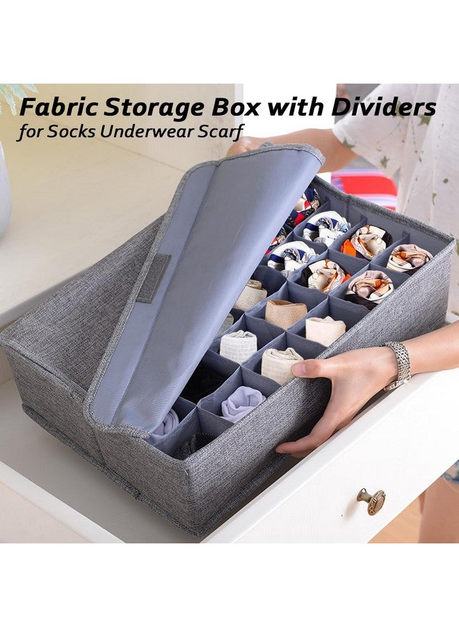 AARainbow AARAINBOW 2 Packs Underwear Socks Ties Storage Organizer with Lids Foldable Closet Drawer Organizer 60 Cells, Wardrobe Storage Boxes for Scarves and Lingerie (30 Cell, 2 Gray) - Image 4