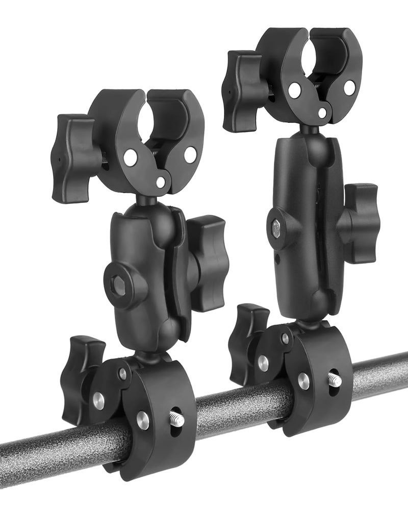 JEBUTU Double Super Clamp Mount 7.28"/18.5cm & 8.86"/22.5cm, Motorcycle Bike Handlebar Umbrella Pole Chair H oleder Clamp Mount for Light Stand Reflector Boom Stand Selfie Stick - Image 1