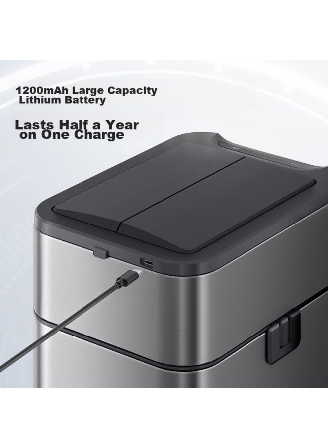 Supor Stainless Steel Smart Sensor Trash Can 20l Silver Drawstring Pull-and Packaging - Image 3