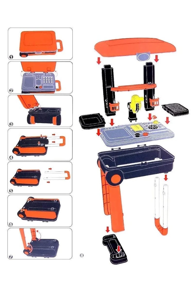 Deluxe 2-in-1 Kids Tool Set with Suitcase Trolley – Pretend Play Construction Tools Kit for Boys & Girls – Portable Toy Workshop for Ages 3+ - Image 3