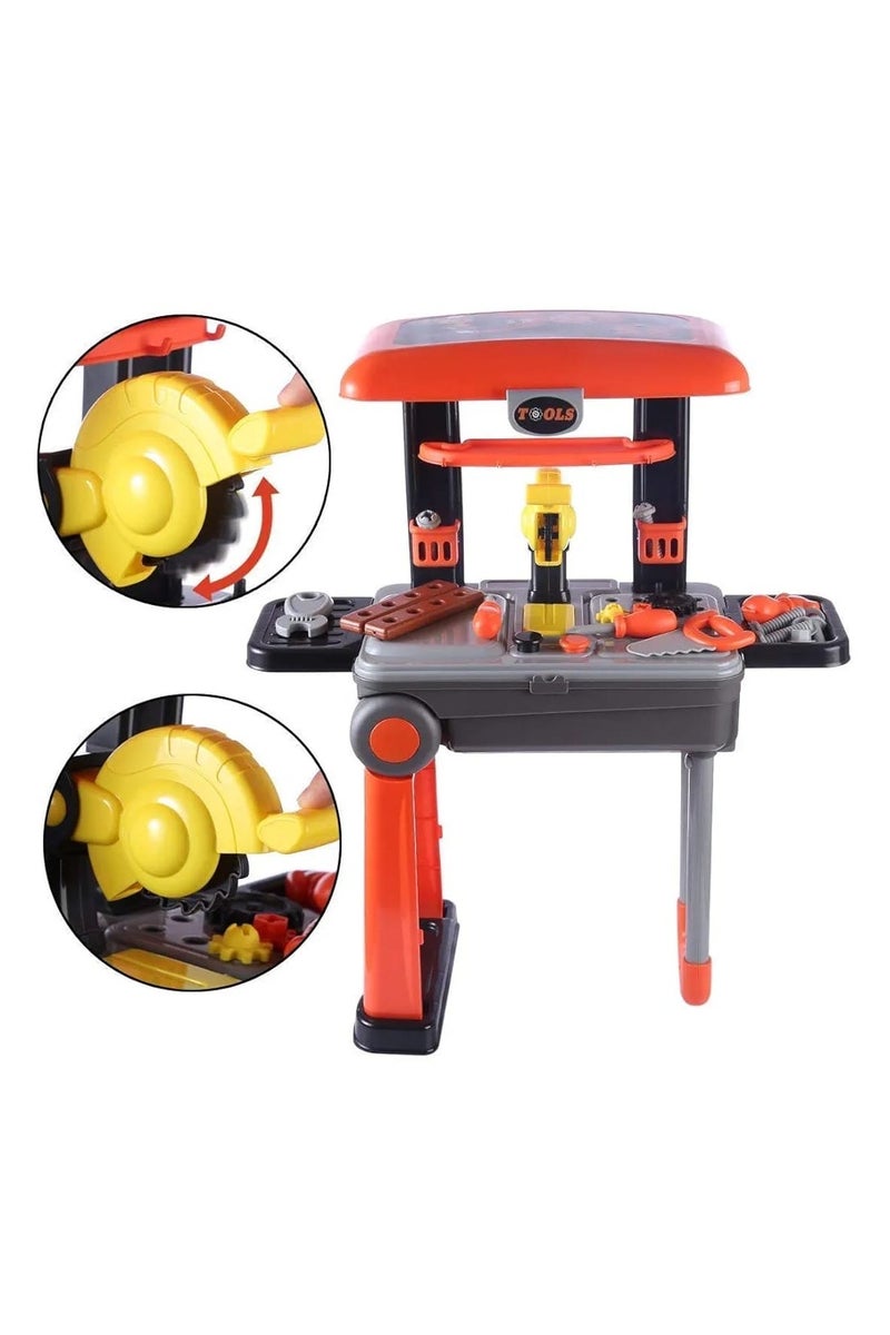 Deluxe 2-in-1 Kids Tool Set with Suitcase Trolley – Pretend Play Construction Tools Kit for Boys & Girls – Portable Toy Workshop for Ages 3+ - Image 4