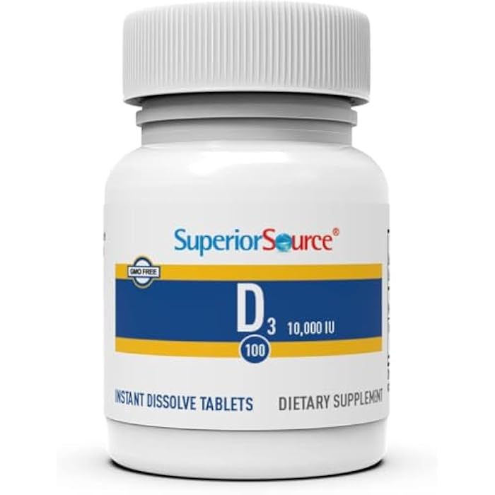 Superior Source Vitamin D3 10000 IU, Quick Dissolve MicroLingual Tablets, 100 Count, Helps Promote Strong Bones and Teeth, Immune Support, Helps Maintain Healthy Muscle Function, Non-GMO - Image 4
