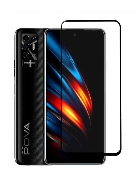 Tecno Pova 2 Screen Protector - Edge to Edge Tempered Glass Screen Protector - Black, High Transparency, Delicate Touch, Anti-Explosion, Smooth Arc Edges, Easy Installation.