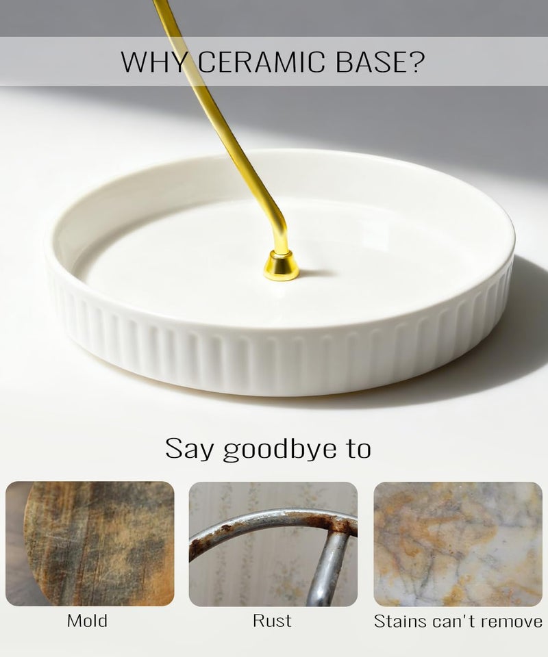 VROOMIUM Banana Holder Stand - Taller Design for Better Air Circulation, Ceramic Bowl Easy to Clean, Modern Elegant Gift Home Décor Fruit Basket-Gold - Image 2