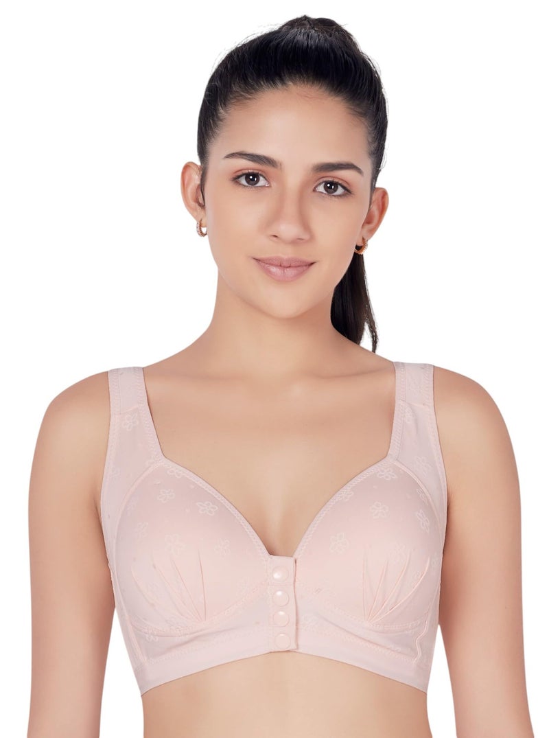 PLUMBURY Women Lightly Padded Front Open Nursing|Feeding| Maternity Bra,Beige, Size 44 - Image 1