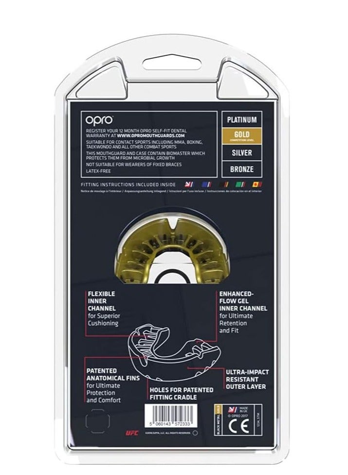 OPRO Self-Fit UFC full pack Junior Gold Mouthguard - Black Metal/Gold - Image 3