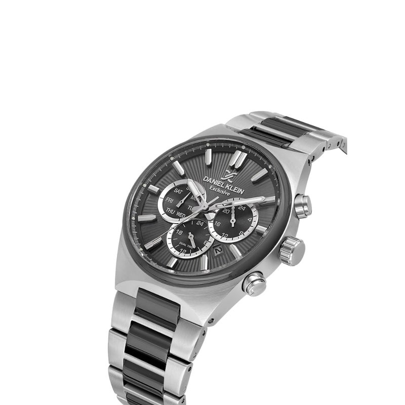 دانيل كلاين ساعة رجالية ستانلس ستيل | هيكل من سبيكة فضية وسوداء | تناظري | قرص أسود دائري منقوش | حركة كوارتز يابانية | حصرية | مقاومة للماء حتى عمق 50 مترًا - Image 4