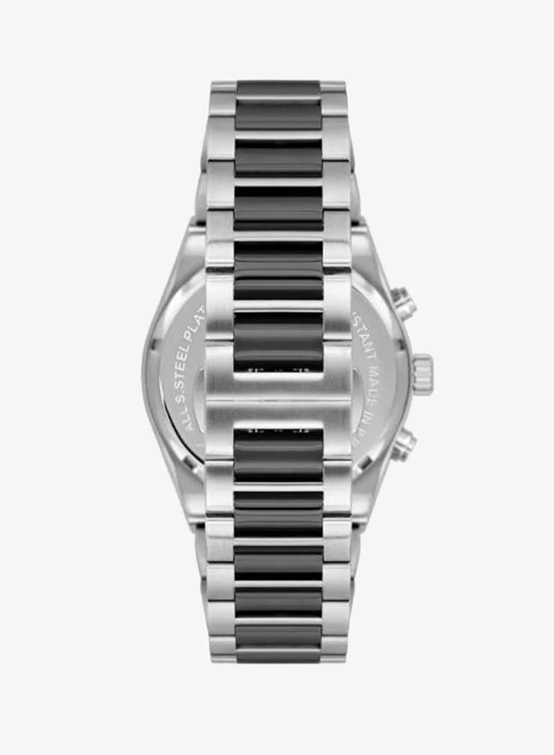 DANIEL KLEIN Men's Stainless Steel Silver and Black Alloy Case Analog Black Round Emboss Dial Japanese Quartz Exclusive 50 Meters Water Resistant