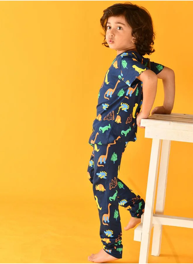 Anthrilo Dinosaur Fun Graphic T-Shirt & Pyjama Set by Styli