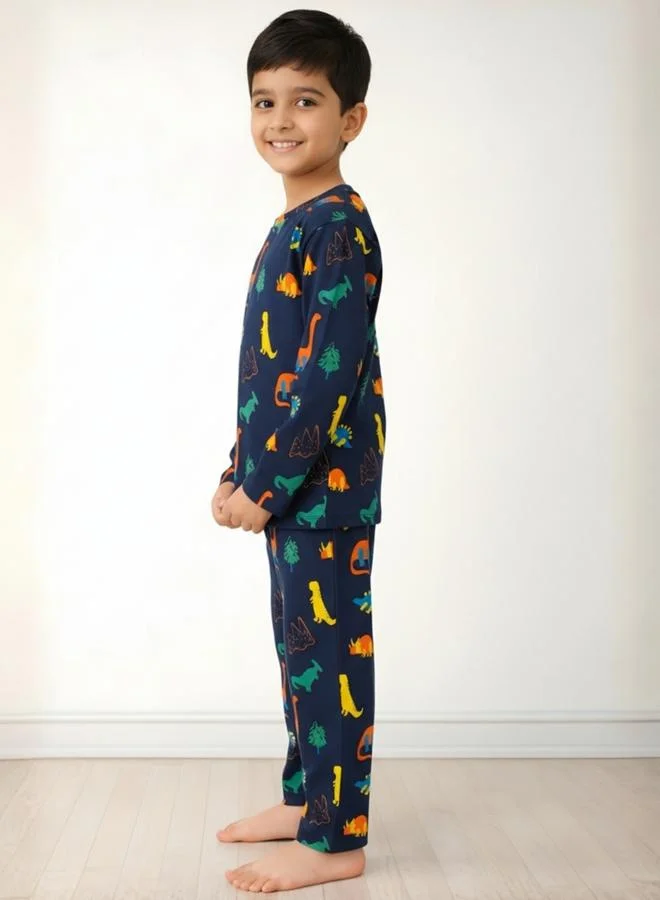 انثريلو طقم من بنطال بيجاما مع تيشيرت بطبعة ديناصور