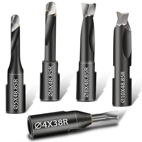 ZSUCC Domino Cutter Solid Carbide Bits for DF500 Jointer Machines, 5 Pcs Domino Bits (4mm, 5mm, 6mm, 8mm, 10mm), Precision with Extended Spiral Flute, Black Tungsten Carbide - Image 1