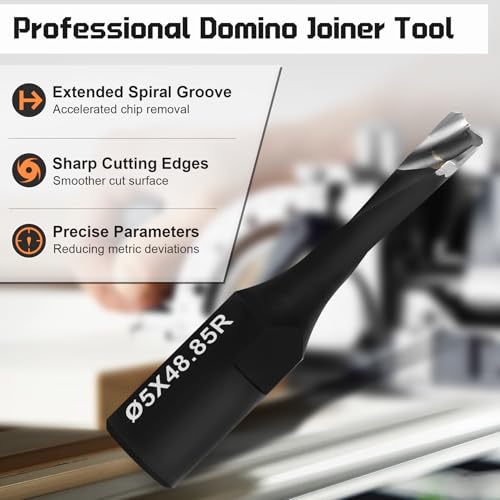 ZSUCC Domino Cutter Solid Carbide Bits for DF500 Jointer Machines, 5 Pcs Domino Bits (4mm, 5mm, 6mm, 8mm, 10mm), Precision with Extended Spiral Flute, Black Tungsten Carbide - Image 4