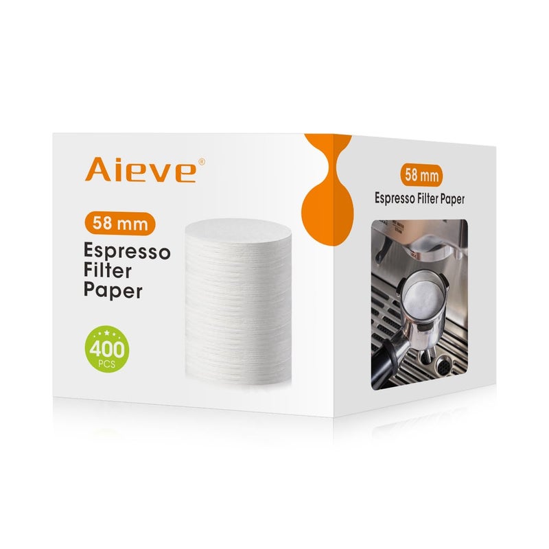 Aieve Espresso Paper Filter Compatible with Breville Barista Espresso Coffee Maker 58 mm Espresso Filter Puck Screen Portafilter Paper 400 Pcs