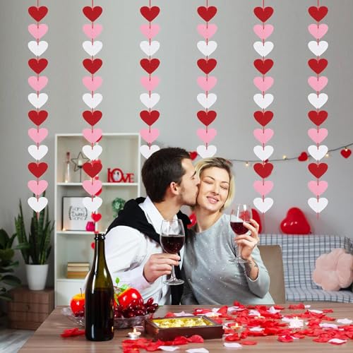 Incrizma 72 Red Pink White Felt Hearts Garland - NO DIY - Valentines Day Decor - Valentine's Day Heart Hanging String Banner - Valentines Decorations for Wedding Anniversary Birthday Party Supplies - Image 2