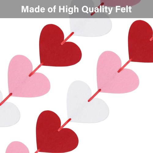 Incrizma 72 Red Pink White Felt Hearts Garland - NO DIY - Valentines Day Decor - Valentine's Day Heart Hanging String Banner - Valentines Decorations for Wedding Anniversary Birthday Party Supplies - Image 3