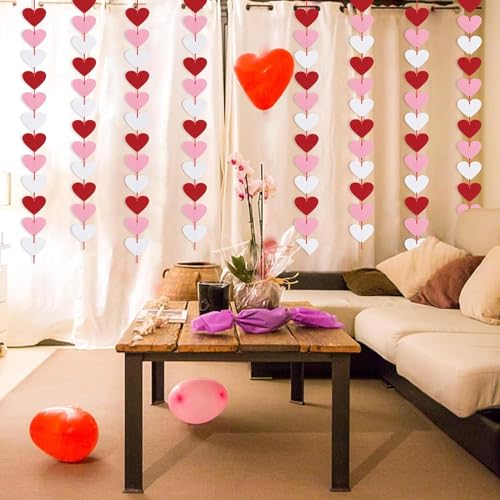 Incrizma 72 Red Pink White Felt Hearts Garland - NO DIY - Valentines Day Decor - Valentine's Day Heart Hanging String Banner - Valentines Decorations for Wedding Anniversary Birthday Party Supplies - Image 5