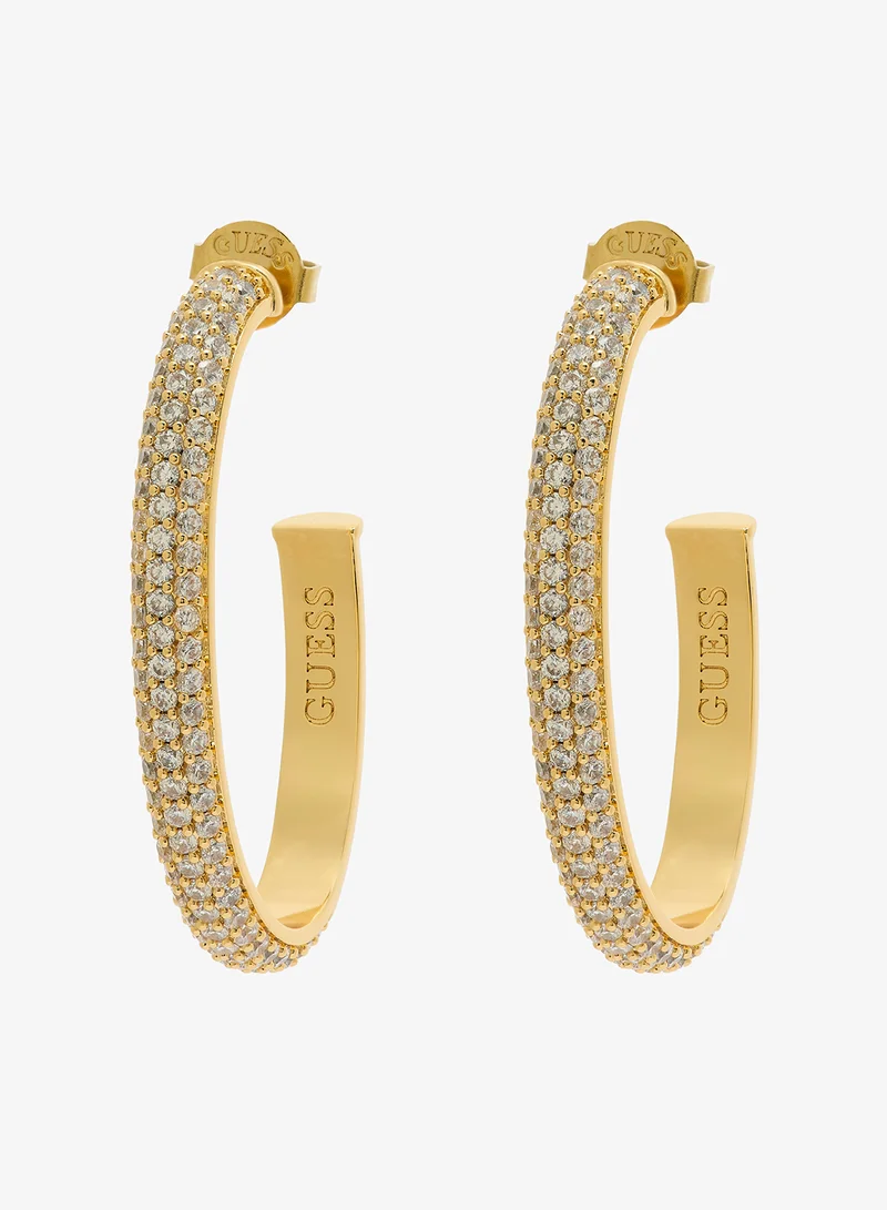 GUESS Essenza Pave Hoop Earrings