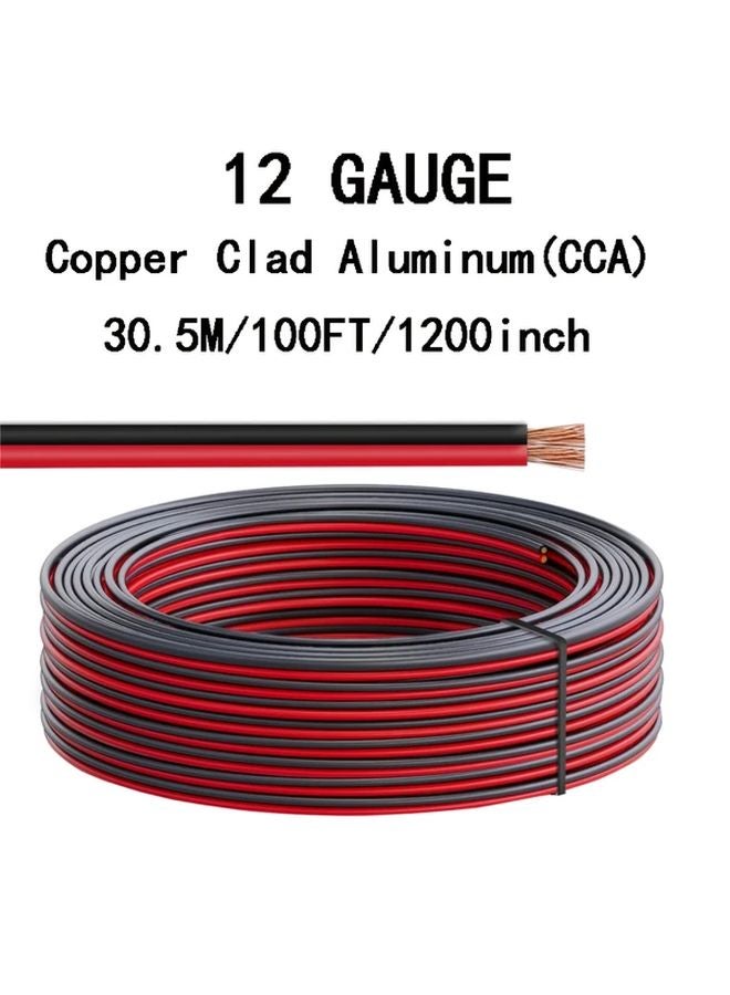 12AWG سلك متحدث مرن من النحاس المطلي بالألومنيوم باللونين الأحمر والأسود 1200 79 بوصة - Image 1