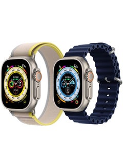 IAF Trail Loop strap Yellow/Beige Silicone Ocean Band Strap Dark Blue Set of 2 for Apple Watch Ultra 8 49mm 