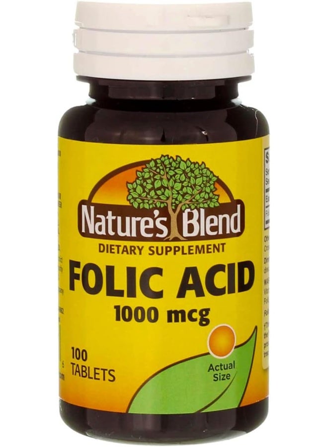 Nature's Blend Nature`s Blend Folic Acid 1000mcg Tablets 100 Count (2 Pack) - Image 1