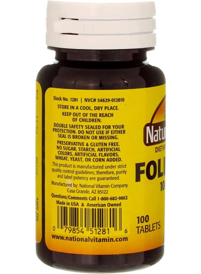 Nature's Blend Nature`s Blend Folic Acid 1000mcg Tablets 100 Count (2 Pack) - Image 3
