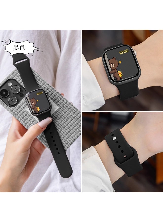 ملائكي  Sport Band متوافق مع أحزمة Apple Watch 38 مم 40 مم 41 مم 42 مم (S11 S10)، حزام سيليكون ناعم متوافق مع Apple Watch Series SE SE2 SE3 11 10 9 8 7 6 5 4 3 للرجال والنساء باللون الأسود - Image 1