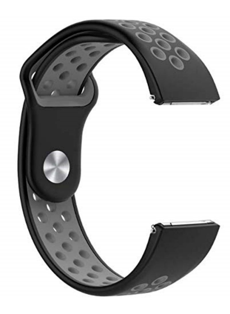 1Pc Black Grey Sport Silicone Band Strap for Fitbit Versa Bracelet Versa Movement Wrist Band Watchband Durable Soft Easy Install Double Layers Design for Sports Outdoor - Image 2