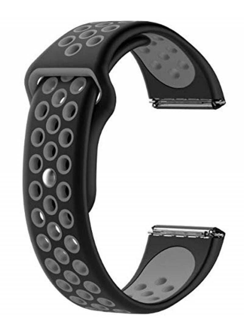 1Pc Black Grey Sport Silicone Band Strap for Fitbit Versa Bracelet Versa Movement Wrist Band Watchband Durable Soft Easy Install Double Layers Design for Sports Outdoor - Image 3