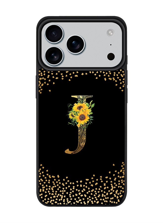 Stylizedd iPhone 17 Pro Max Case, [Compatible with MagSafe] Slim Magnetic cover Phone Case iPhone 17 Pro Max -Custom Floral Monogram - J ( Black ) - Image 1
