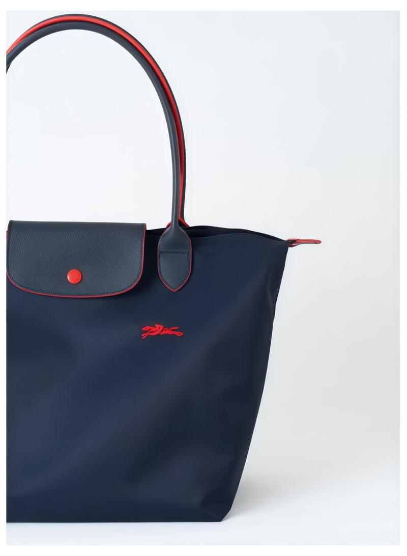 Longchamp Le Pliage Medium Navy Blue Shoulder Strap Women's 70th Anniversary Fashionable and Versatile Medium Cosmetic Bag, Handbag, Shoulder Bag - Image 4